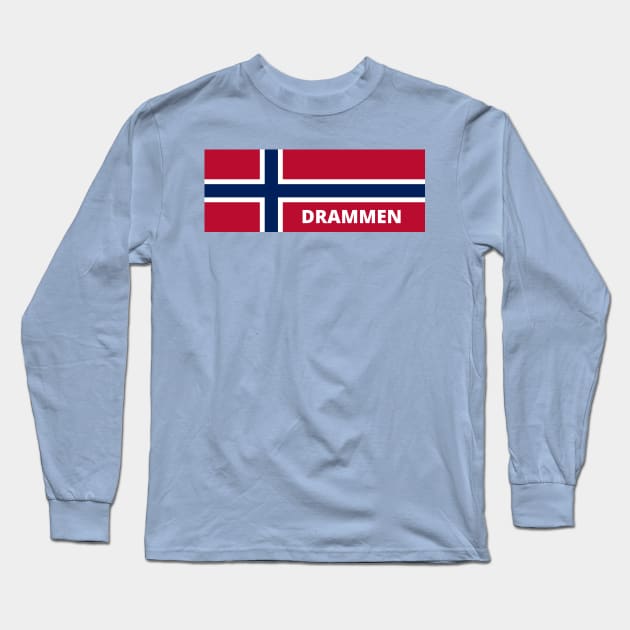 Drammen City in Norwegian Flag Long Sleeve T-Shirt by aybe7elf